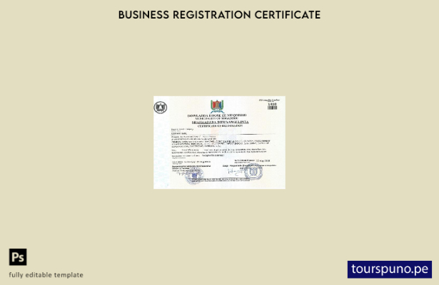 listo para imprimir plantilla de certificado de registro de Somalia